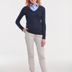 Ladies' V-Neck Knitted Pullover