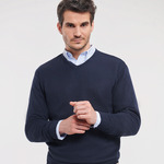 Russell Collection Cotton Acrylic V Neck Sweater